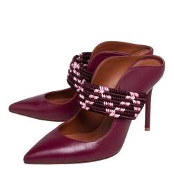 Pre Owned Malone Souliers Burgundy Leather Mara Mule Sandals Size 36
