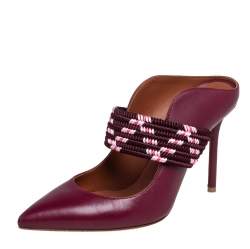 Pre Owned Malone Souliers Burgundy Leather Mara Mule Sandals Size 36