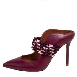 Pre Owned Malone Souliers Burgundy Leather Mara Mule Sandals Size 36