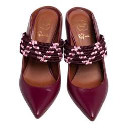 Pre Owned Malone Souliers Burgundy Leather Mara Mule Sandals Size 36