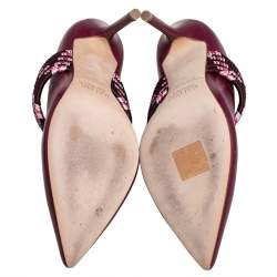 Pre Owned Malone Souliers Burgundy Leather Mara Mule Sandals Size 36