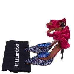 Pre Owned Malone Souliers Multicolor Leather and Glitter Mesh Ankle Bow D' Orsay Pumps Size 37