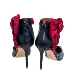 Pre Owned Malone Souliers Multicolor Leather and Glitter Mesh Ankle Bow D' Orsay Pumps Size 37