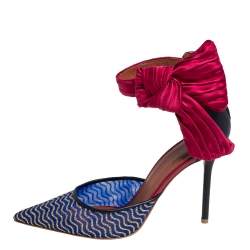 Pre Owned Malone Souliers Multicolor Leather and Glitter Mesh Ankle Bow D' Orsay Pumps Size 37