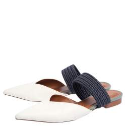 مملوكة مسبقًا حذاء فلات مالون سولييه مايزي جلد أبيض/أزرق مقاس 39