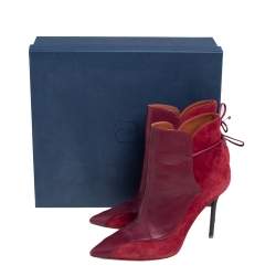 Pre Owned Malone Souliers Red Suede And Leather  Ankle Boots Size 37