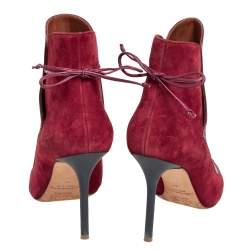 Pre Owned Malone Souliers Red Suede And Leather  Ankle Boots Size 37