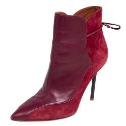Pre Owned Malone Souliers Red Suede And Leather  Ankle Boots Size 37