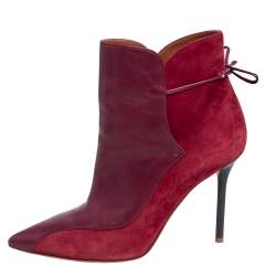 Pre Owned Malone Souliers Red Suede And Leather  Ankle Boots Size 37
