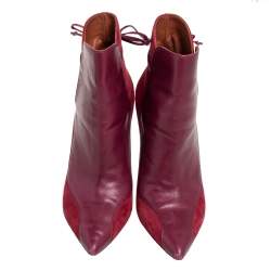 Pre Owned Malone Souliers Red Suede And Leather  Ankle Boots Size 37