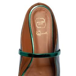 Pre Owned Malone Souliers Green Leather Maureen Flats Size 38