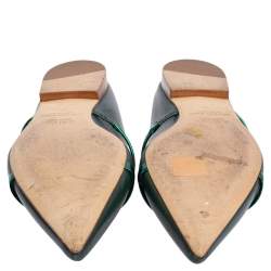 Pre Owned Malone Souliers Green Leather Maureen Flats Size 38