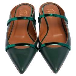 Pre Owned Malone Souliers Green Leather Maureen Flats Size 38