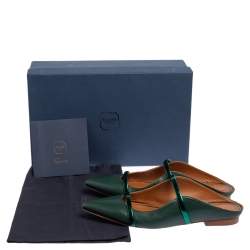 Pre Owned Malone Souliers Green Leather Maureen Flats Size 38