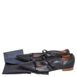 مملوكة مسبقًا Malone Souliers Black Perforated Leather Maureen Flats Size 40