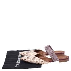 Pre Owned Malone Souliers Multicolor Woven Raffia Maisie Pointed Toe Flat Mules Size 39