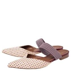Pre Owned Malone Souliers Multicolor Woven Raffia Maisie Pointed Toe Flat Mules Size 39