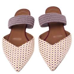 Pre Owned Malone Souliers Multicolor Woven Raffia Maisie Pointed Toe Flat Mules Size 39
