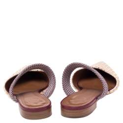 Pre Owned Malone Souliers Multicolor Woven Raffia Maisie Pointed Toe Flat Mules Size 39