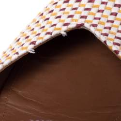 Pre Owned Malone Souliers Multicolor Woven Raffia Maisie Pointed Toe Flat Mules Size 39