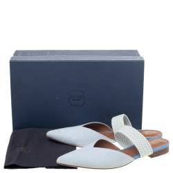 Pre Owned Malone Souliers Grey Canvas Maisie Flat Mules Size 39.5