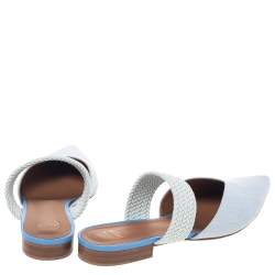 Pre Owned Malone Souliers Grey Canvas Maisie Flat Mules Size 39.5