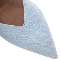 Pre Owned Malone Souliers Grey Canvas Maisie Flat Mules Size 39.5