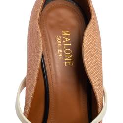 Pre Owned Malone Souliers Beige Raffia and Leather Maureen Pointed Toe Pumps Size 39