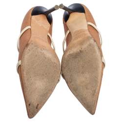 Pre Owned Malone Souliers Beige Raffia and Leather Maureen Pointed Toe Pumps Size 39