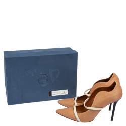 Pre Owned Malone Souliers Beige Raffia and Leather Maureen Pointed Toe Pumps Size 39