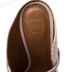 Pre Owned Malone Souliers Pink/Silver Elaphe Leather Maureen Pointed Toe Mules Sandals Size 37.5