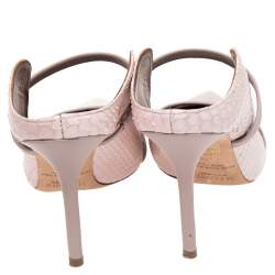 Pre Owned Malone Souliers Pink/Silver Elaphe Leather Maureen Pointed Toe Mules Sandals Size 37.5