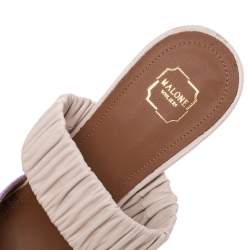 Pre Owned Malone Souliers Purple/Cream Raffia And Leather Mathilda Mules Size 37