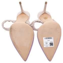 Pre Owned Malone Souliers Purple/Cream Raffia And Leather Mathilda Mules Size 37