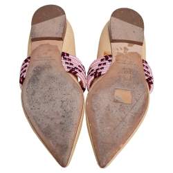 Pre Owned Malone Souliers Beige Coated Raffia Martina Luwolt Flats Size 37