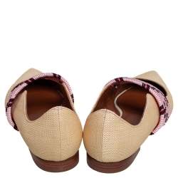 Pre Owned Malone Souliers Beige Coated Raffia Martina Luwolt Flats Size 37