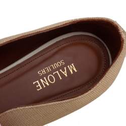 Pre Owned Malone Souliers Beige Coated Raffia Martina Luwolt Flats Size 37
