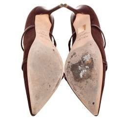 Pre Owned Malone Souliers Brown Suede and Leather Maureen Mules Size 42