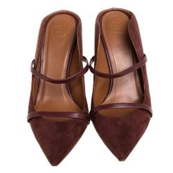 Pre Owned Malone Souliers Brown Suede and Leather Maureen Mules Size 42