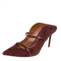 Pre Owned Malone Souliers Brown Suede and Leather Maureen Mules Size 42