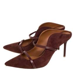 Pre Owned Malone Souliers Brown Suede and Leather Maureen Mules Size 42