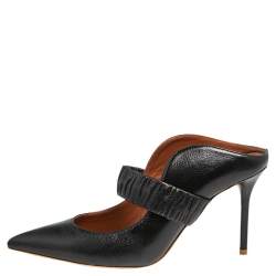 Pre Owned صندل سلايد مالون سولييه جلد أسود مقدمة مدببة مقاس 41 