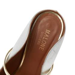 Pre Owned Malone Souliers Silver/Gold Patent And Leather Maureen Mules Size 39