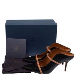 Pre Owned Malone Souliers Black Leather Maureen Pointed Toe Mules Size 41