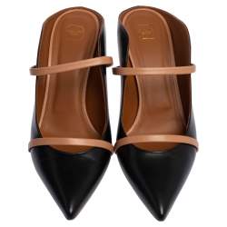 Pre Owned Malone Souliers Black Leather Maureen Pointed Toe Mules Size 41
