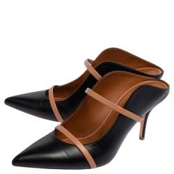 Pre Owned Malone Souliers Black Leather Maureen Pointed Toe Mules Size 41