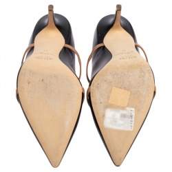 Pre Owned Malone Souliers Black Leather Maureen Pointed Toe Mules Size 41