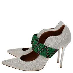 Pre Owned Malone Souliers Grey Woven Fabric Mara Mule Sandals Size 39.5