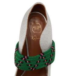 Pre Owned Malone Souliers Grey Woven Fabric Mara Mule Sandals Size 39.5