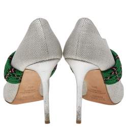 Pre Owned Malone Souliers Grey Woven Fabric Mara Mule Sandals Size 39.5